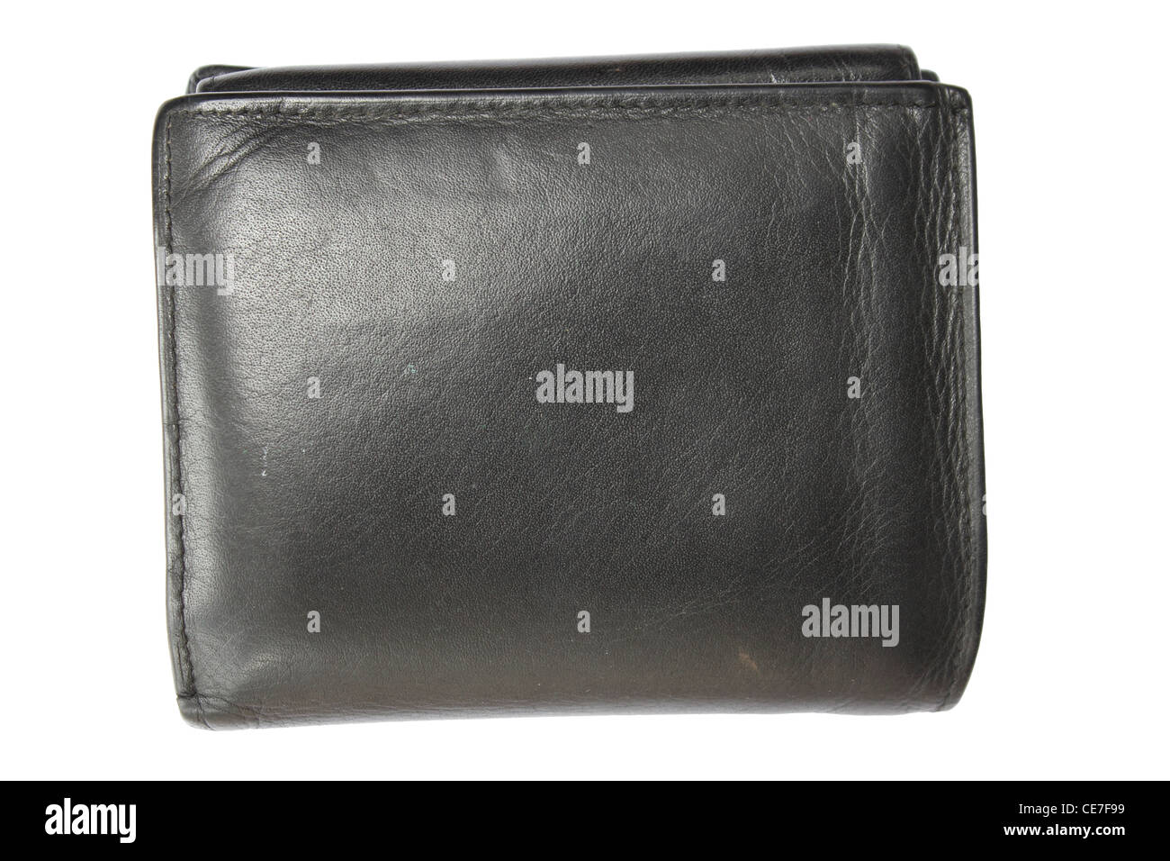 Old black leather wallet isolated on white background Stock Photo