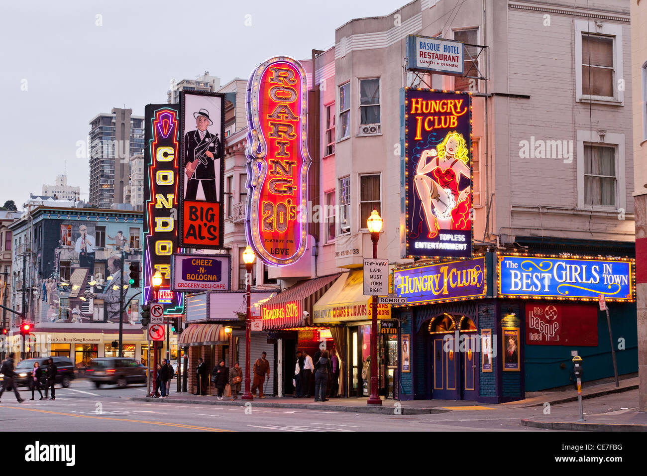 San Francisco North Beach strip clubs (red light district) - San Francisco, California USA Stock Photo