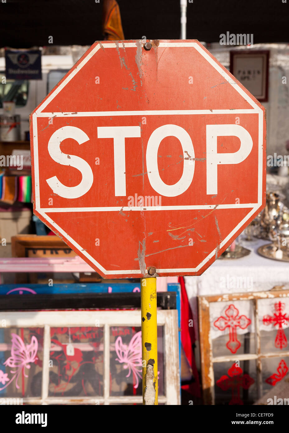 Antique stop sign Stock Photo