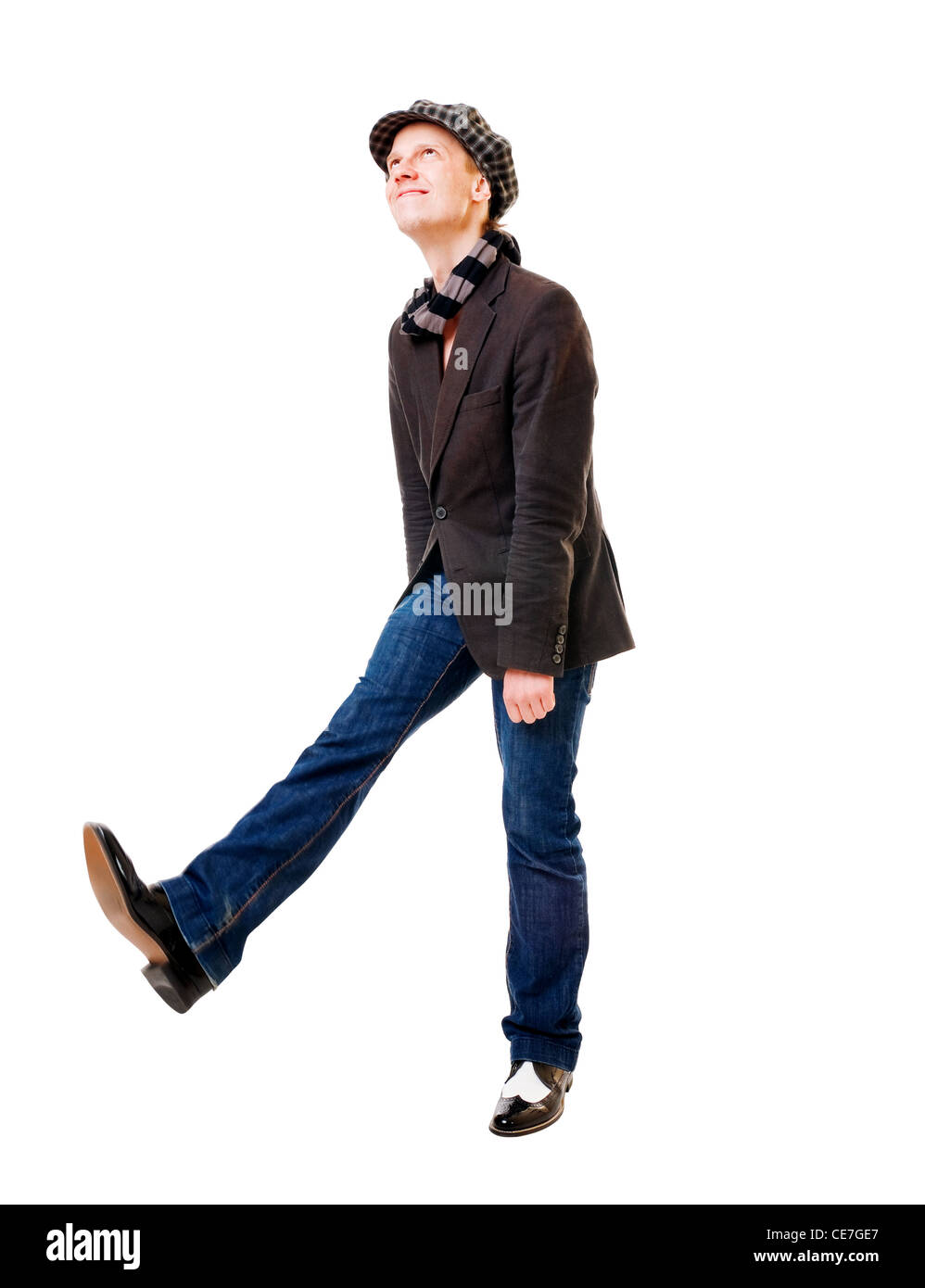 Young man walking isolated on white Stock Photo - Alamy