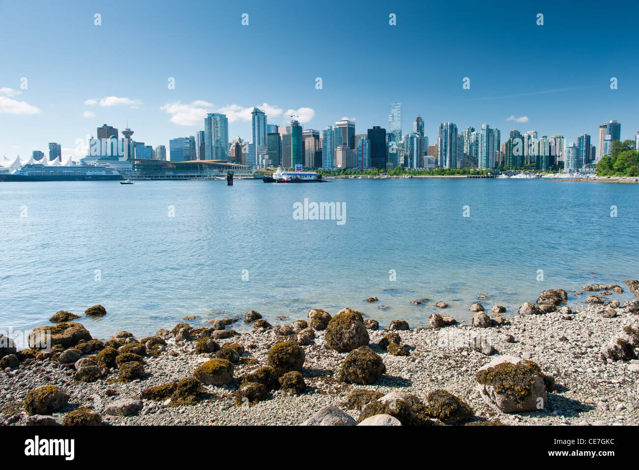 Vancouver city skyline, view from Stanley Park, Vancouver, British Columbia, Canada, 2011 Stock Photo