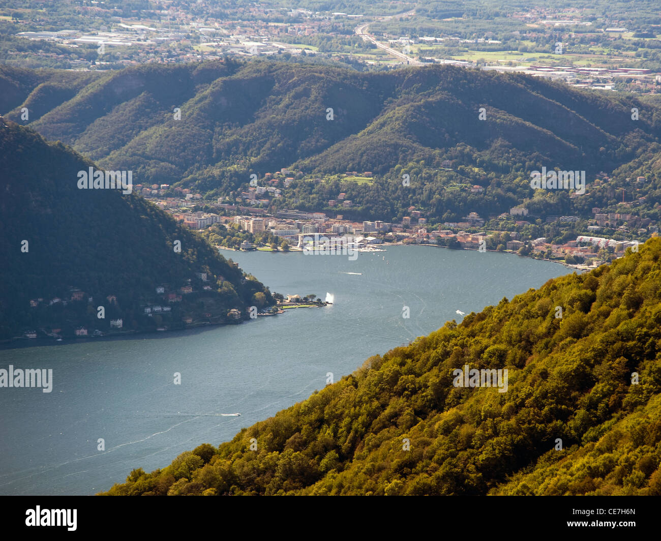 City of Como seen from Mountains, Lombardy Italy Stock Photo