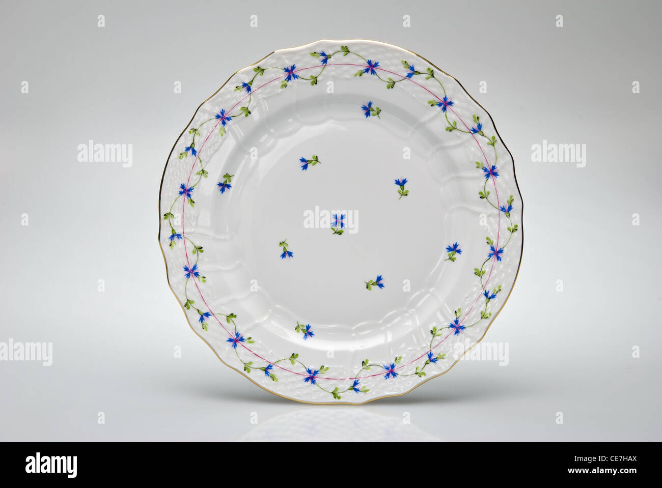 Hand-painted empty dinner plate isolated on white Stock Photo