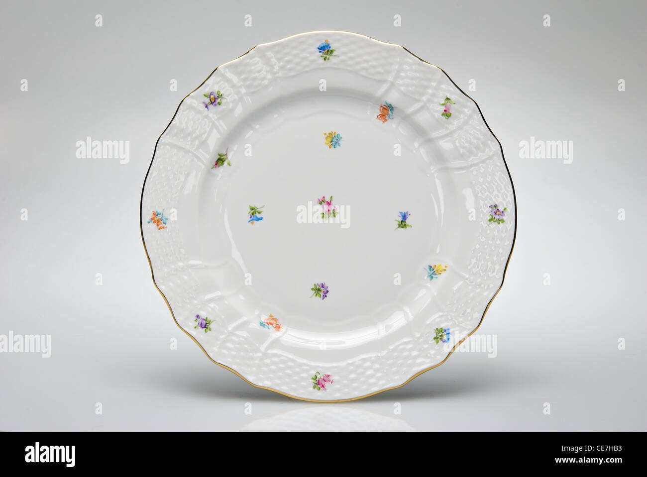 Hand-painted empty dinner plate isolated on white Stock Photo