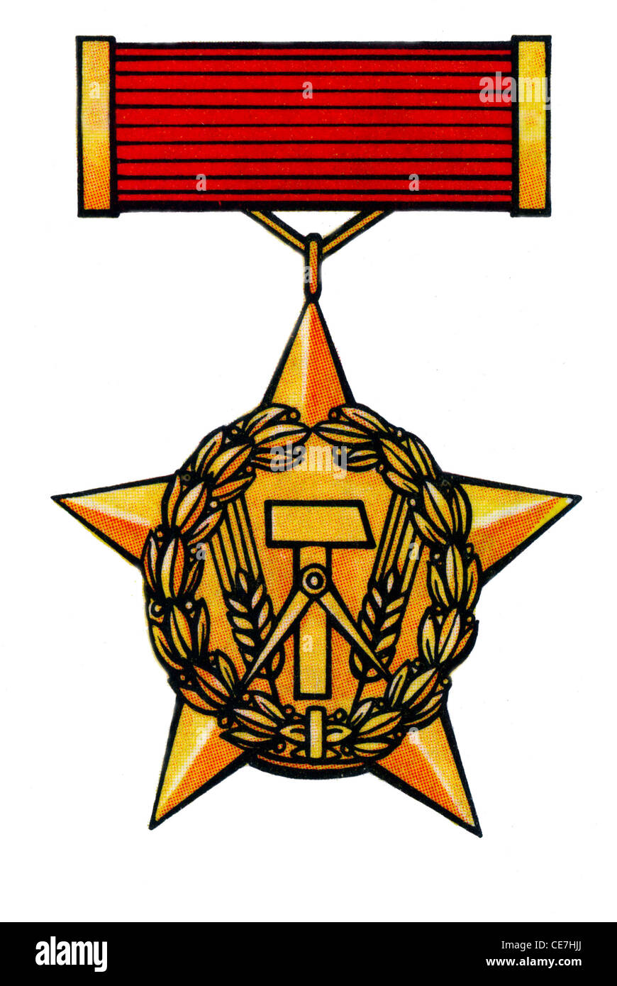 Medal of the GDR: Held Der Arbeit. Stock Photo