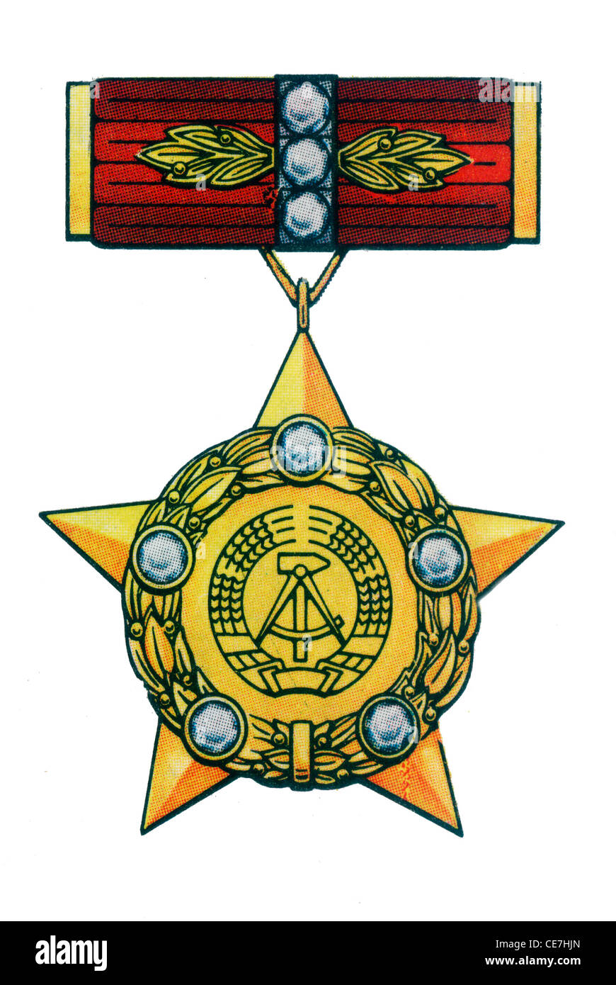 Medal of the GDR: Held der Deutschen Demokratischen Republik. Stock Photo