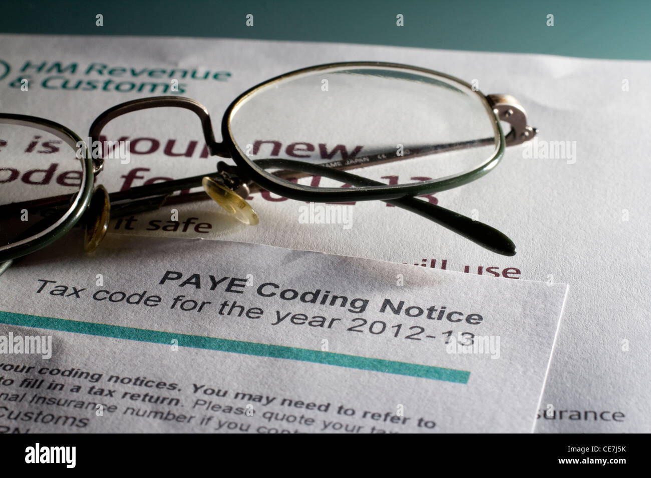 paye coding notice for the year 2012-2013 Stock Photo
