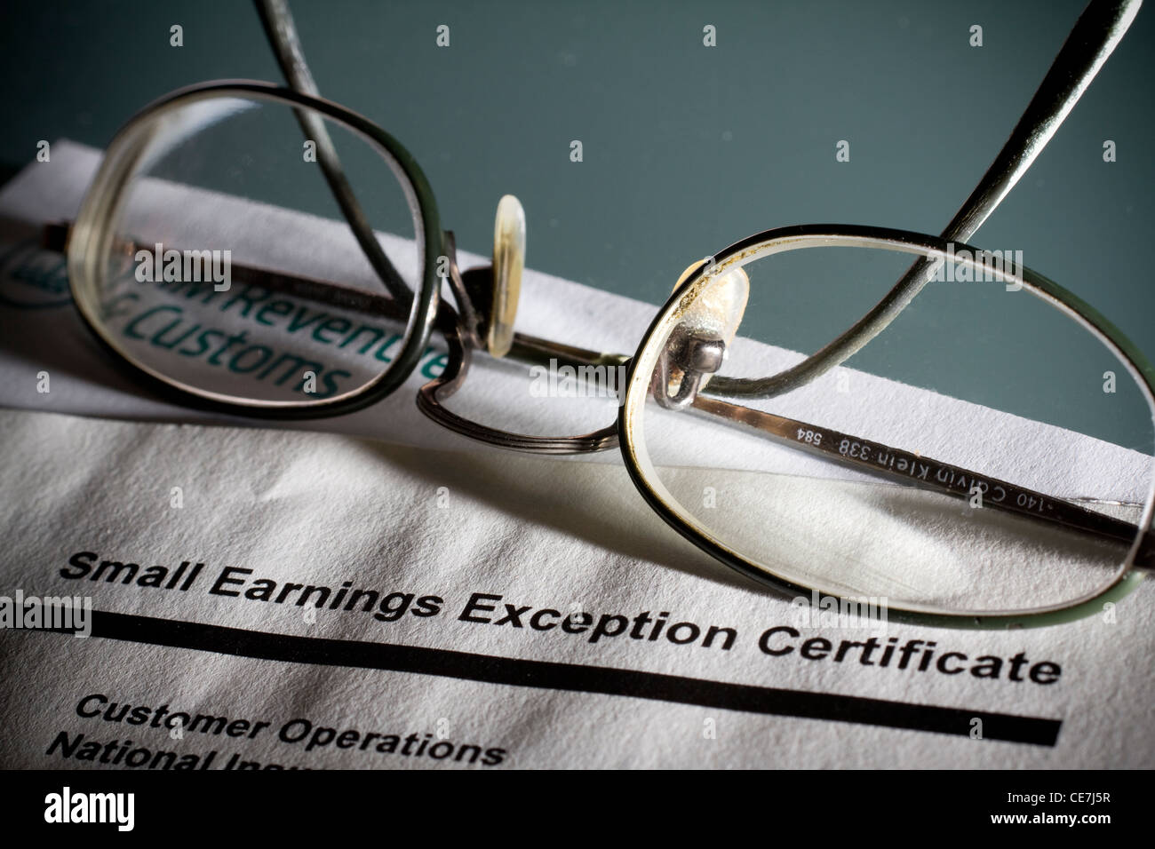 small earnings exception certificate hmrc tax form Stock Photo