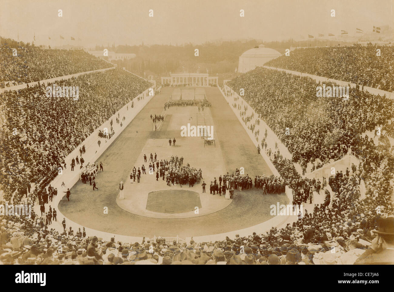 Greece, Attica, Athens, Opening ceremony of the 1896 Games of the I Olympiad in the Panathinaiko stadium. Stock Photo