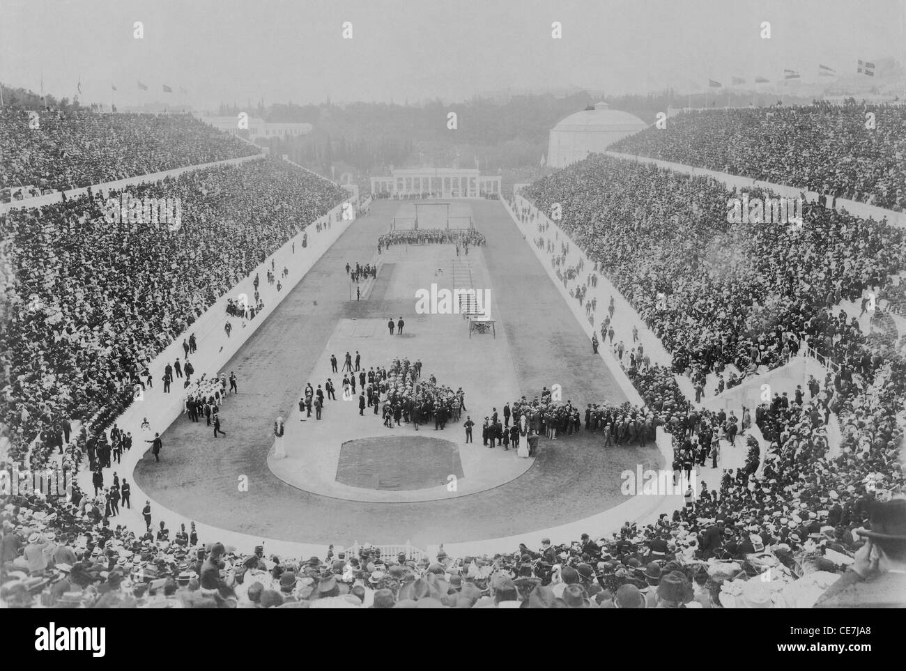 Greece, Attica, Athens, Opening ceremony of the 1896 Games of the I Olympiad in the Panathinaiko stadium. Stock Photo