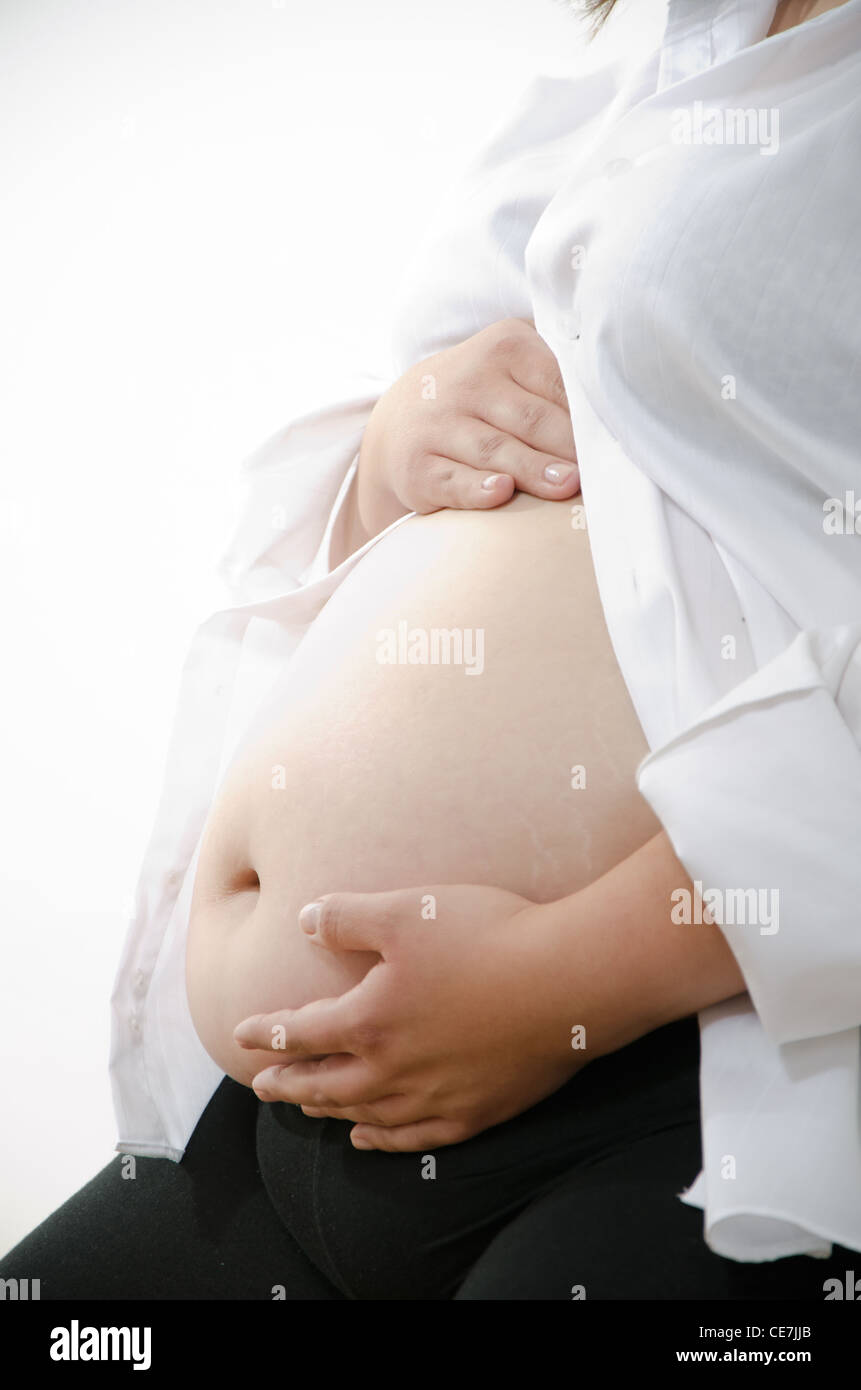 Hispanic Latin american pregnant woman Stock Photo