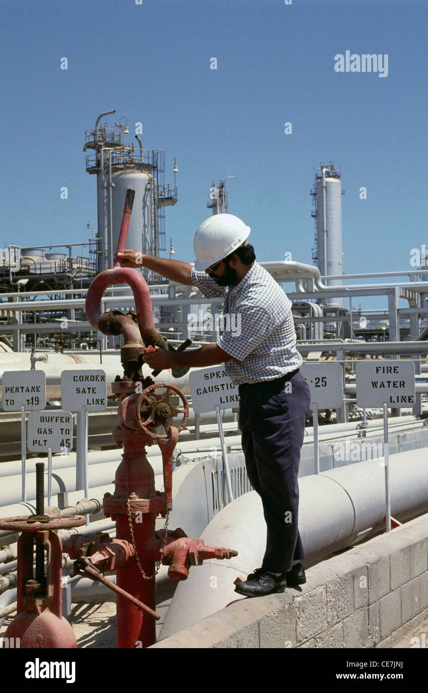 The largest oil refinery in the world, located at Ras Tanura, on the east coast of Saudi Arabia. Stock Photo