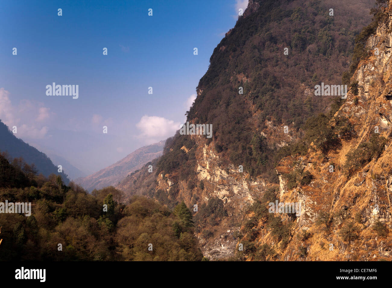 India, Arunachal Pradesh, Tawang Valley, view from Jang towards Tibetan border Stock Photo