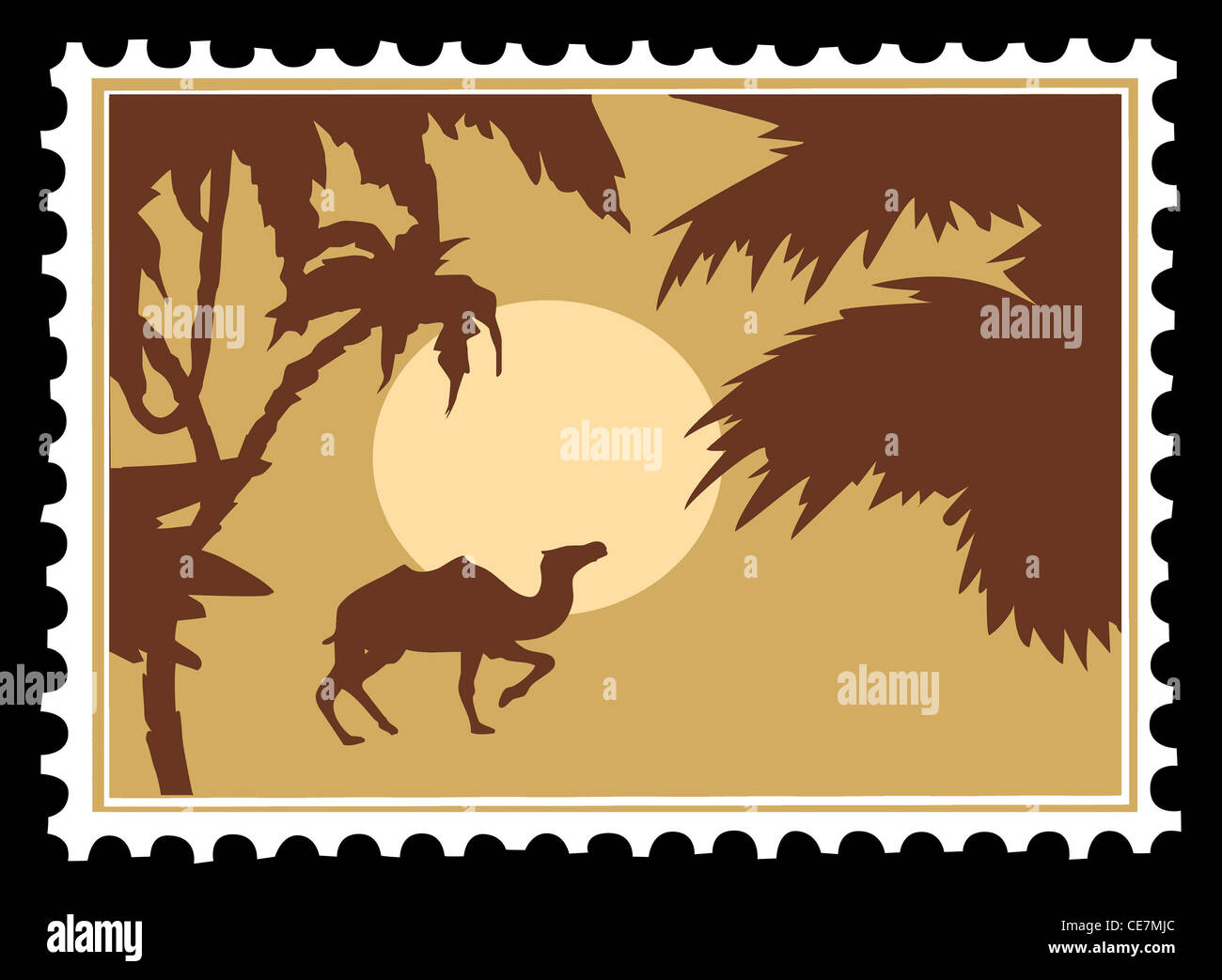 vector tropical landscape on postage stamps Stock Photo - Alamy
