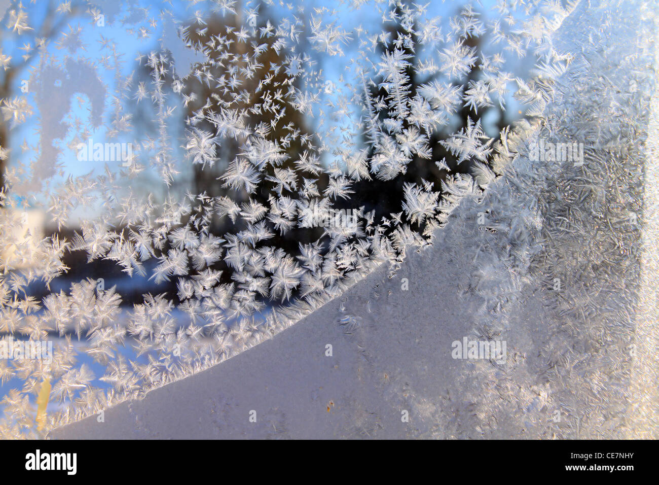 white crystals ice on winter window Stock Photo - Alamy