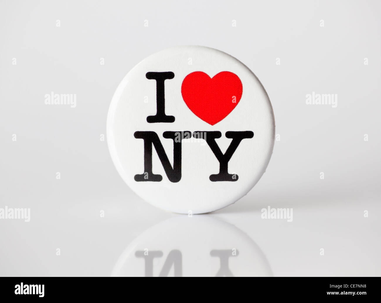 Muenster, Germany - January 28, 2012: Picture shows the famous 'i love ny' logo from the city of new york, printed on a badge. Stock Photo