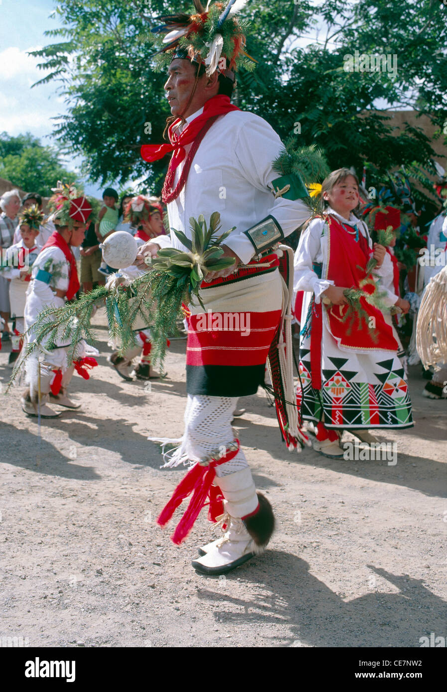 Native American Indians perform the Blue Corn Dance, Santa Clara Pueblo