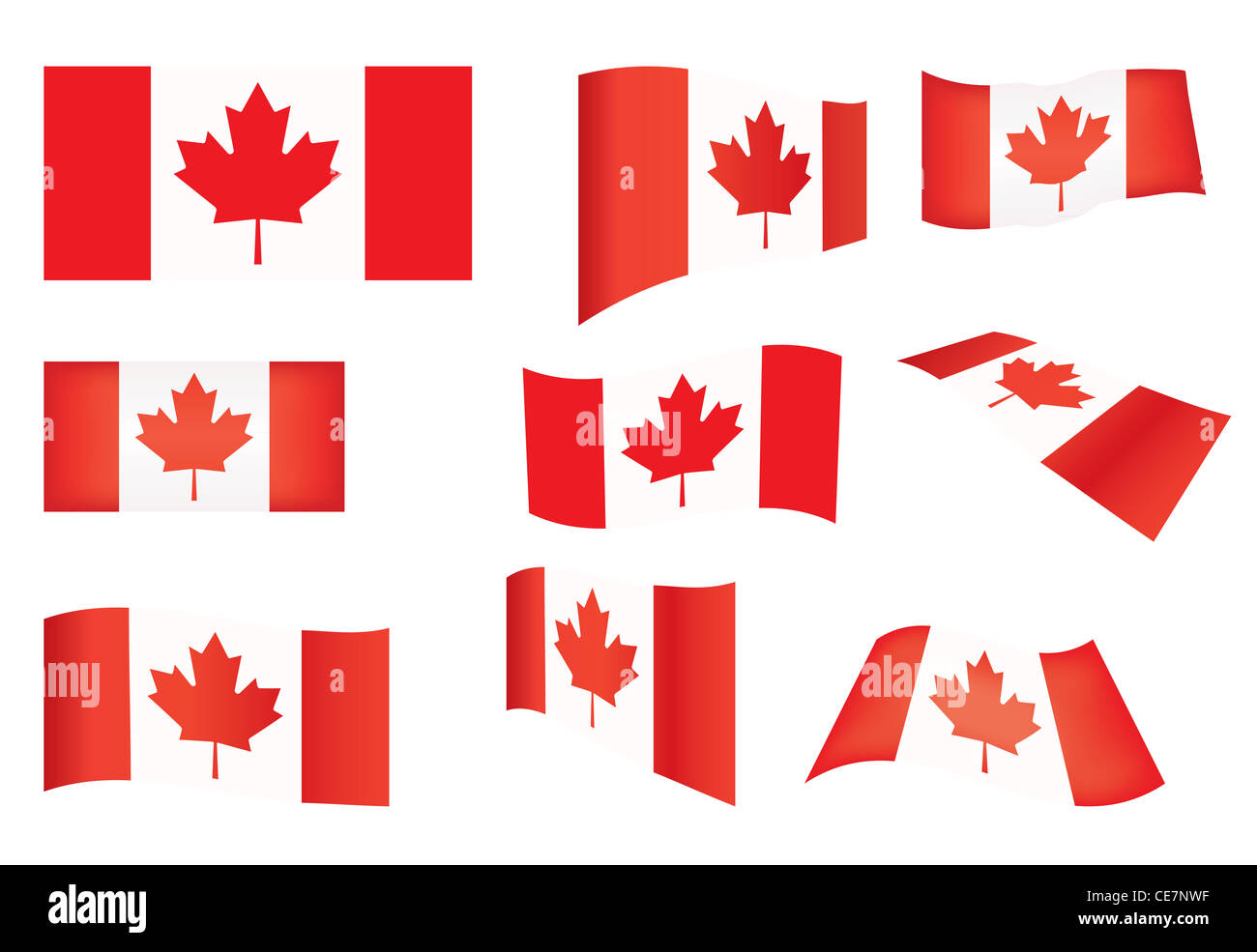 set of Canada flags over white illustration Stock Photo Alamy