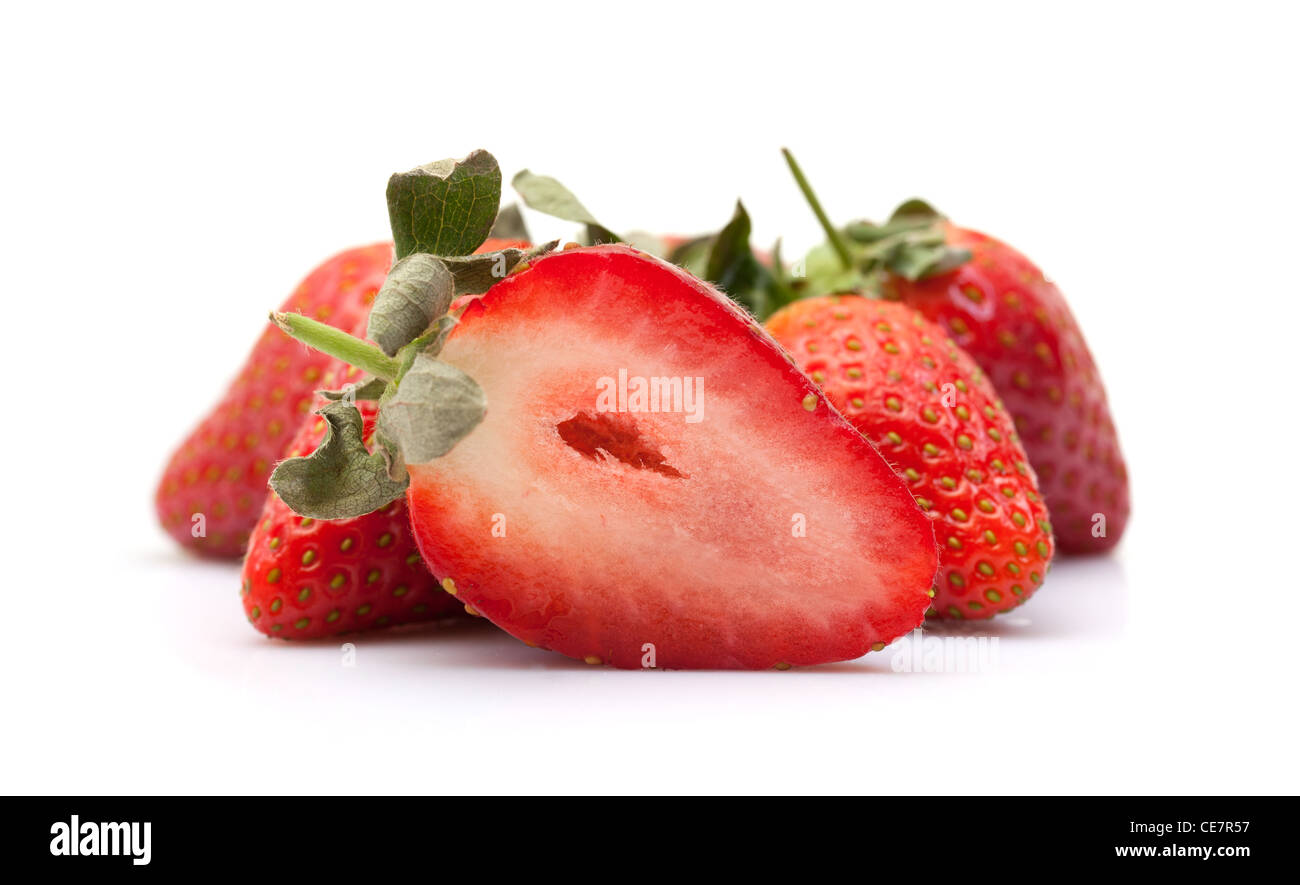 Strawberries closeup over white background Stock Photo - Alamy