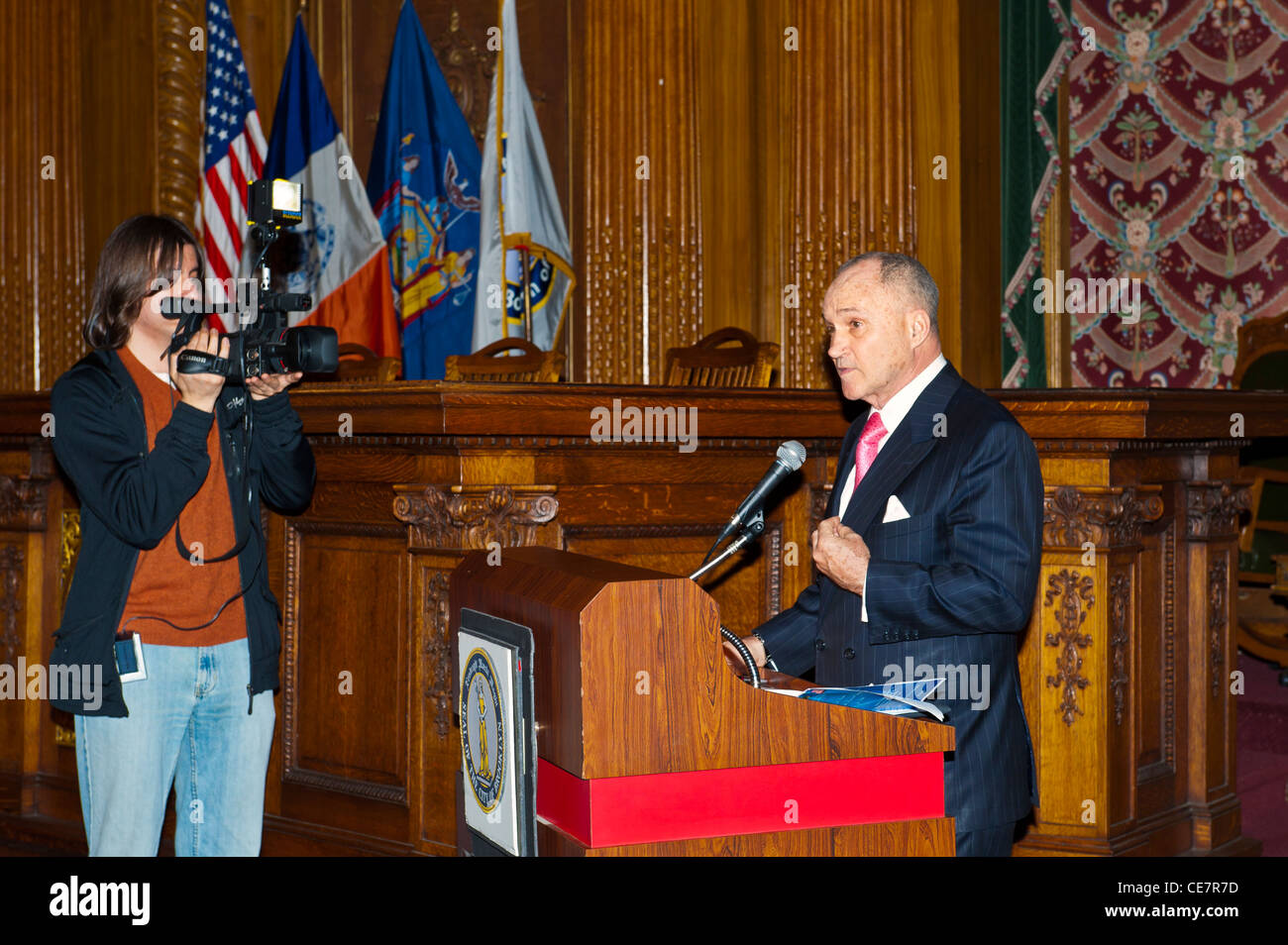 NYC Police Commissioner Ray Kelly gives Keynote Speech at Memorial Service for Haiti, Brooklyn  Borough Hall, NY USA, 11-01-2012 Stock Photo
