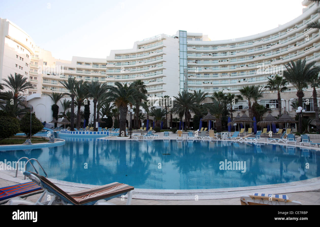 Hotel swimming pool in Sousse, Tunisia Stock Photo