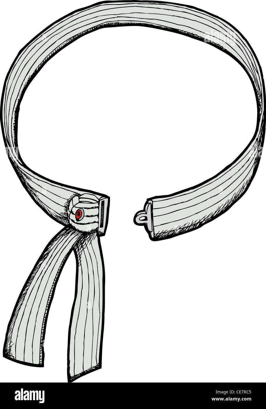 Martial arts uniform belt with release button and permanent knot Stock