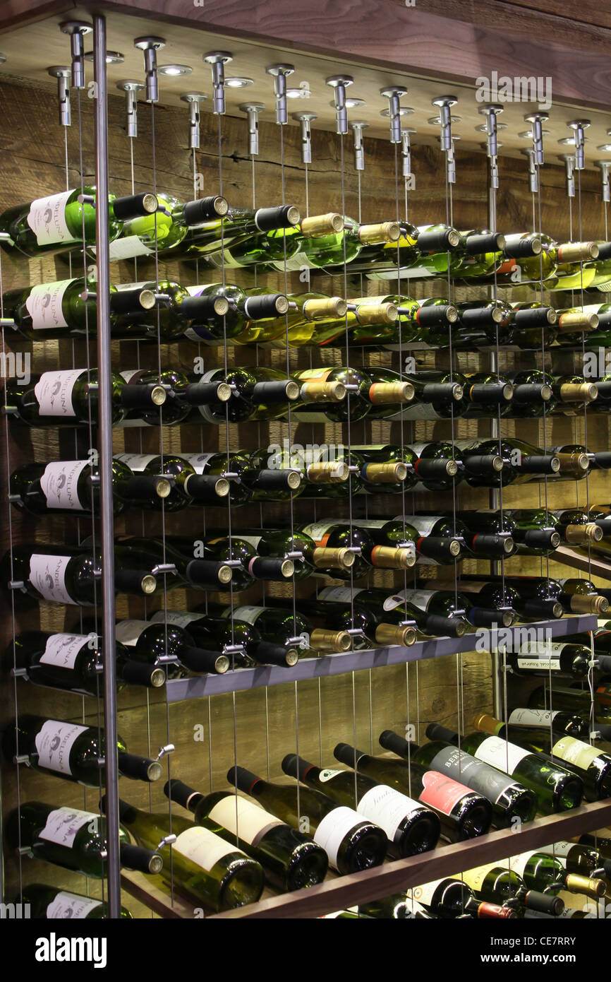 wine bottle rack organize Stock Photo