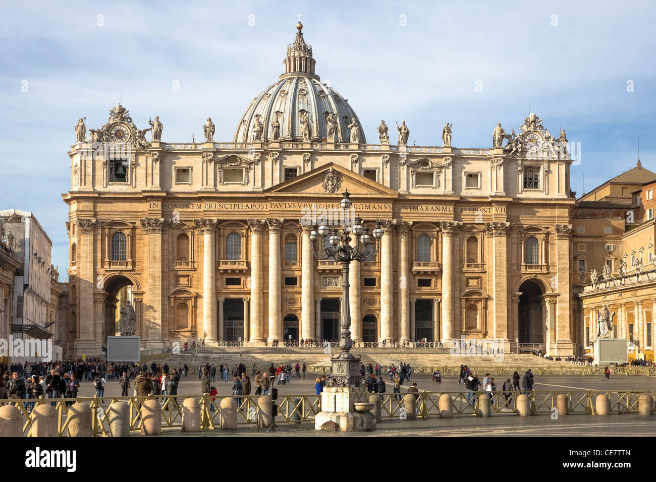 Piazza San Pietro and St. Peter's Basilica in the Vatican. Stock Photo