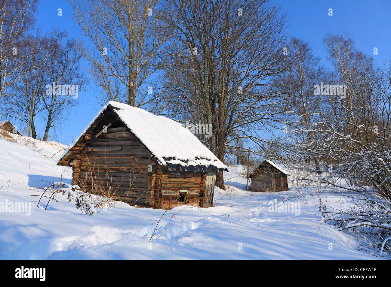 old rural house in snow Stock Photo - Alamy