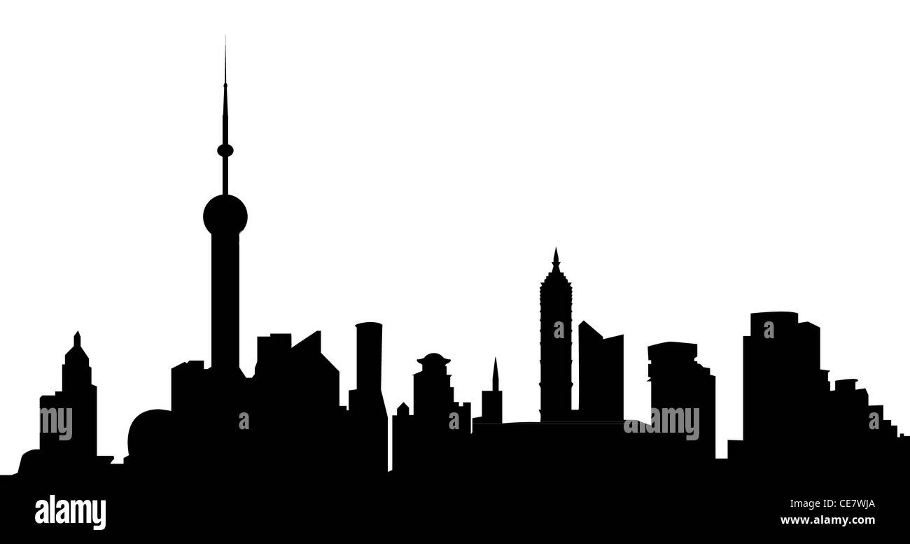 Shanghai skyline with tower and hotel Stock Photo