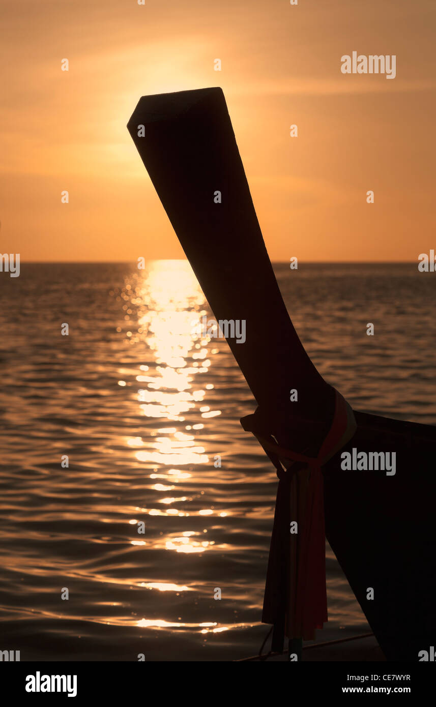Longtail boat at sunset, Ko Lipe island,Thailand Stock Photo