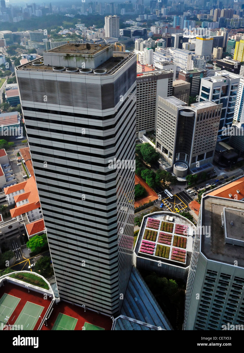 Raffles City Tower, Singapore, from above. Stock Photo