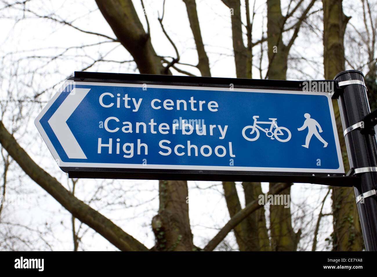 Canterbury UK Cycle Path City Centre Sign Stock Photo