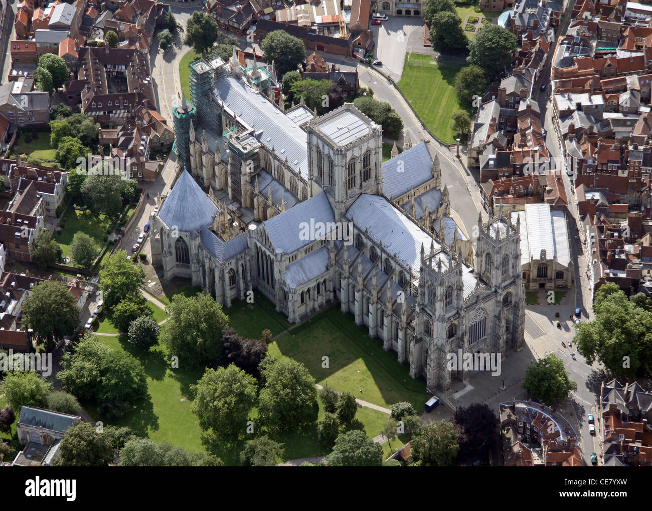 Aerial view of York Minster Stock Photo