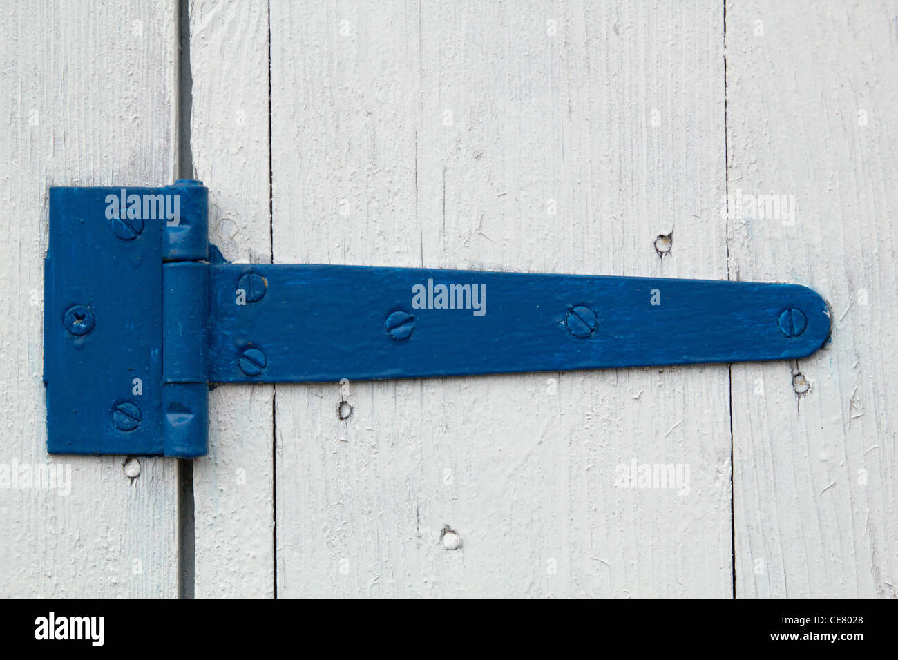 Blue Door Hinge On A White Painted Doors Stock Photo 43201600