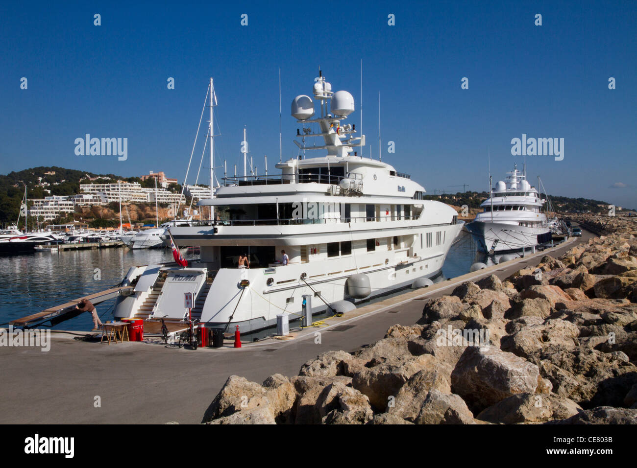 "fead ship" luxury Superyacht  Megayacht yacht ship moored in port Portals harbor Calvia Majorca Mallorca Spain Europe Stock Photo