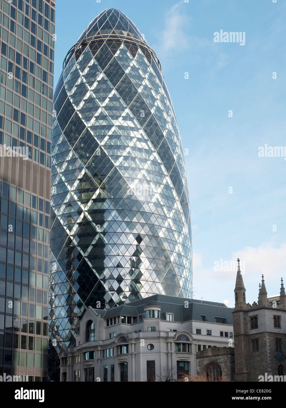 30 St. Mary Axe - commonly referred to as the Gerkin - in the City of London Stock Photo