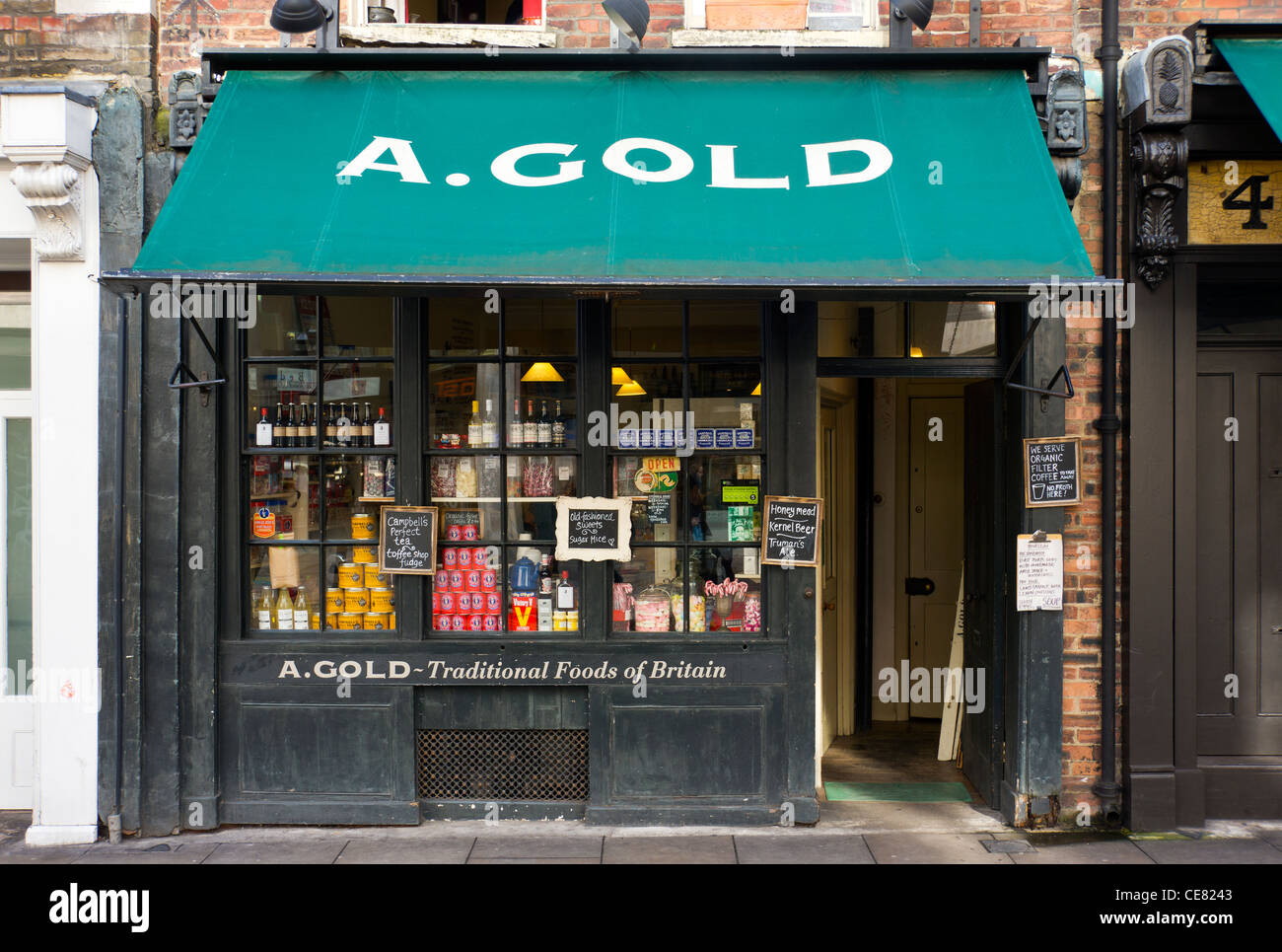 A. Gold food shop Brushfield Street Stock Photo