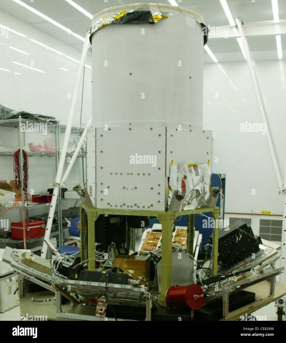 Integration of the modular bus components on Tactical Satellite-3 is photographed at the Air Force Research Laboratory's Space Vehicles Directorate, located at Kirtland Air Force Base, N.M. Stock Photo