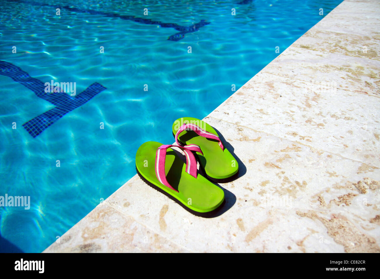 Slippers near pool Stock -