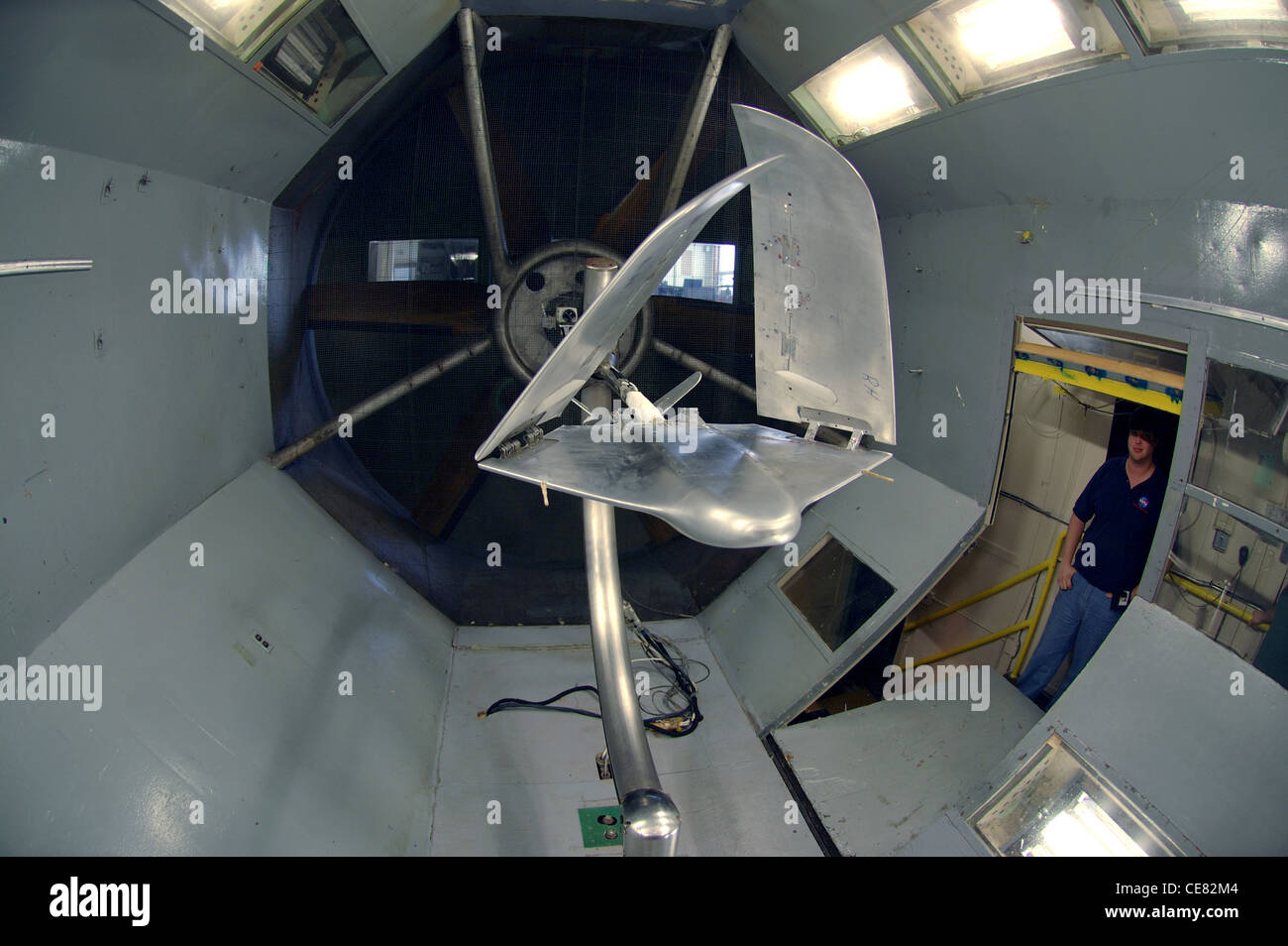 Aerospace engineer Steven Riddick observes the Mars airplane during ...
