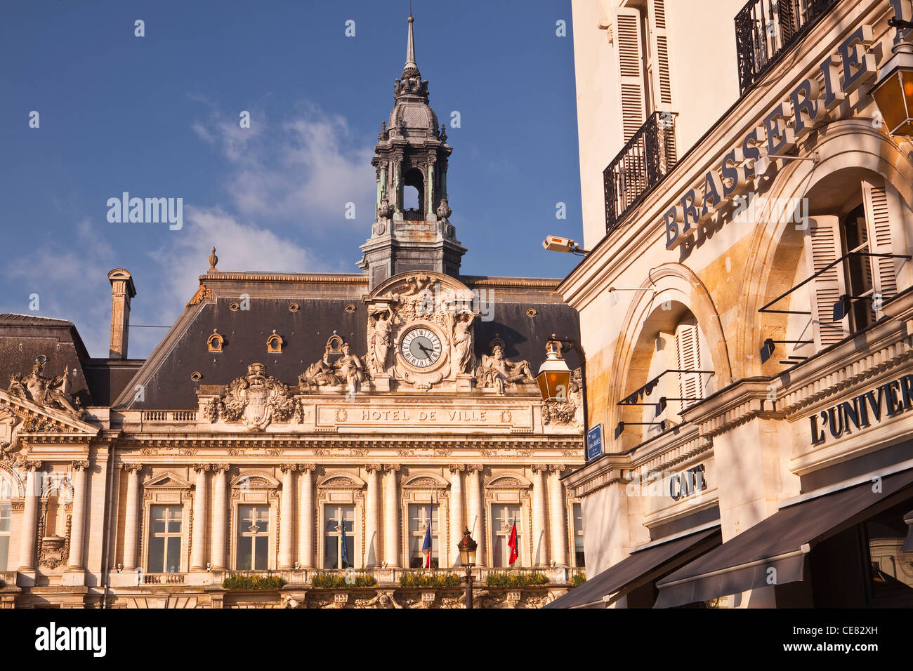 The facade of the Hotel de Ville or town hall in Tours, France. It was designed by Victor Laloux. Stock Photo