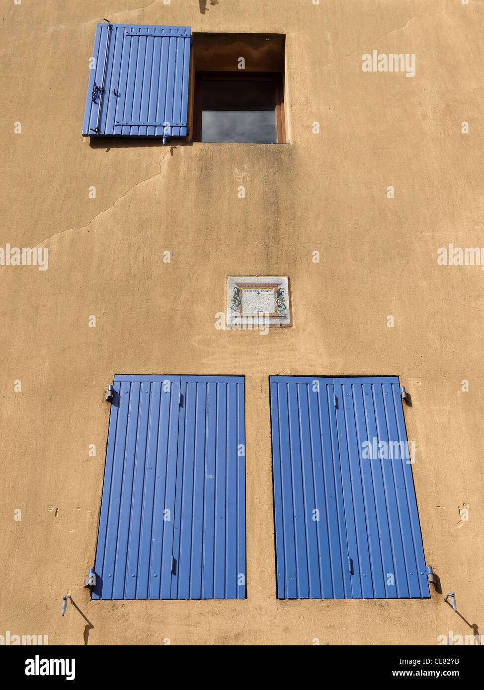 Shuttered windows in Apt, Vaucluse, Provence, France. Stock Photo