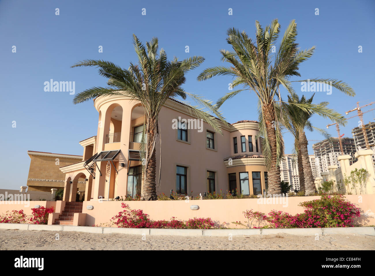 Beachside villa in The Pearl of Doha, Qatar Stock Photo