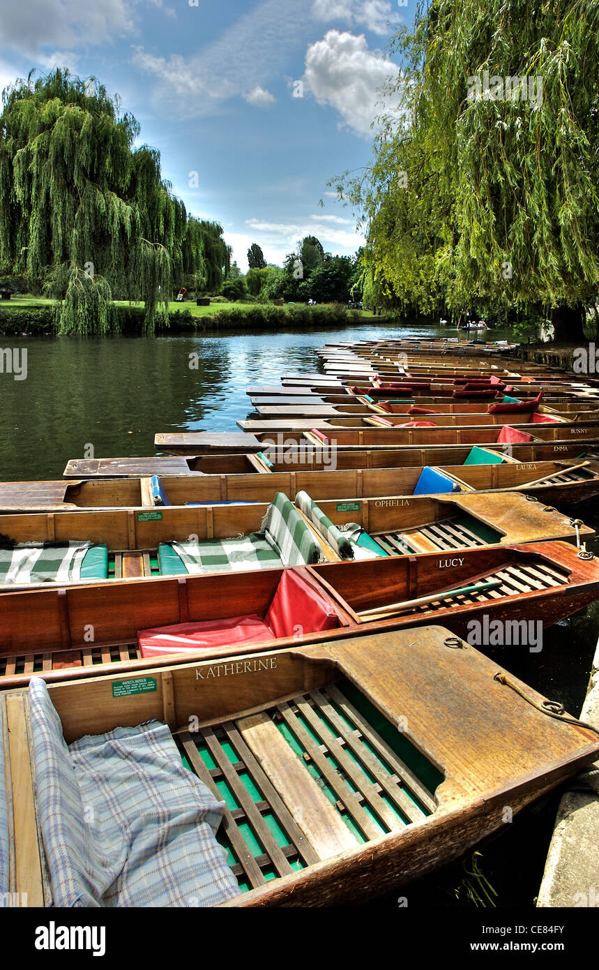 Punts on the river Cam in Cambridge England Stock Photo