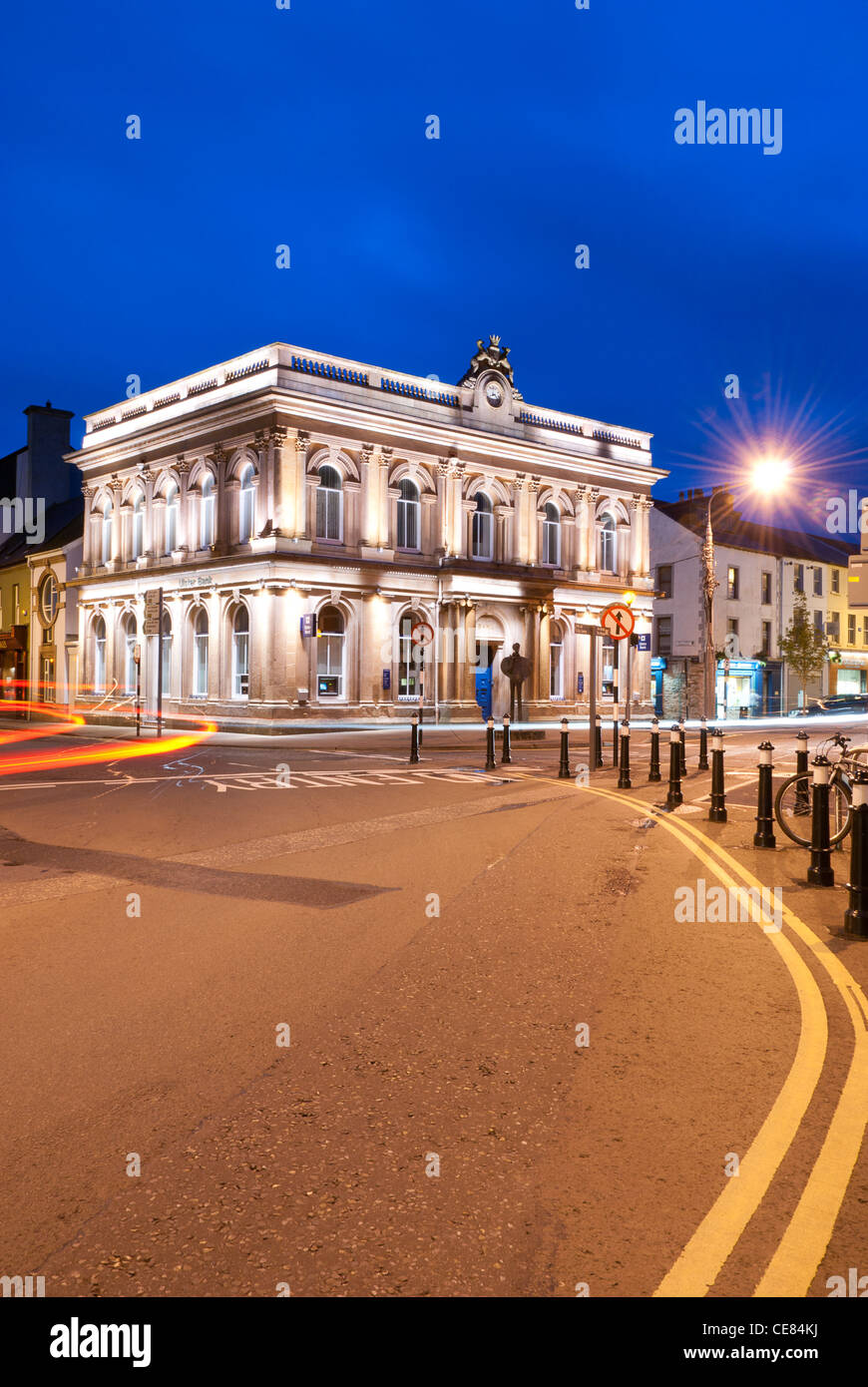 Ulster Bank in Sligo town by night Stock Photo