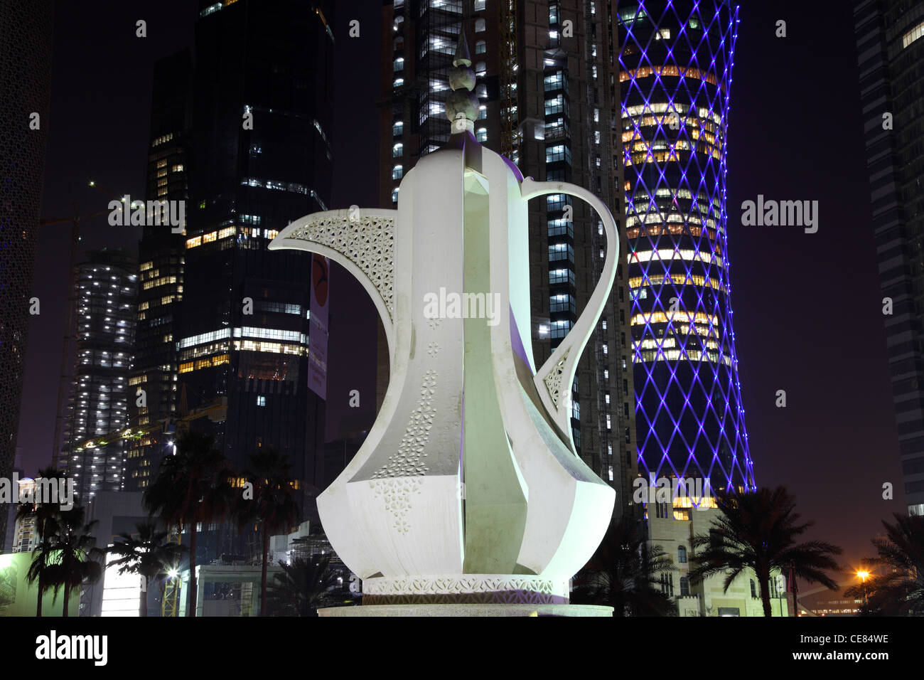 Arabic coffee pot monument in Doha, Qatar Stock Photo Alamy