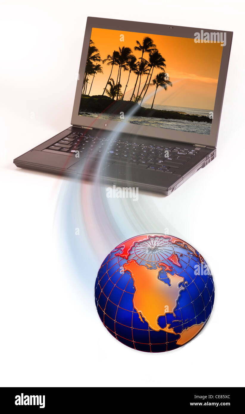 Laptop Computer and the World Stock Photo Alamy