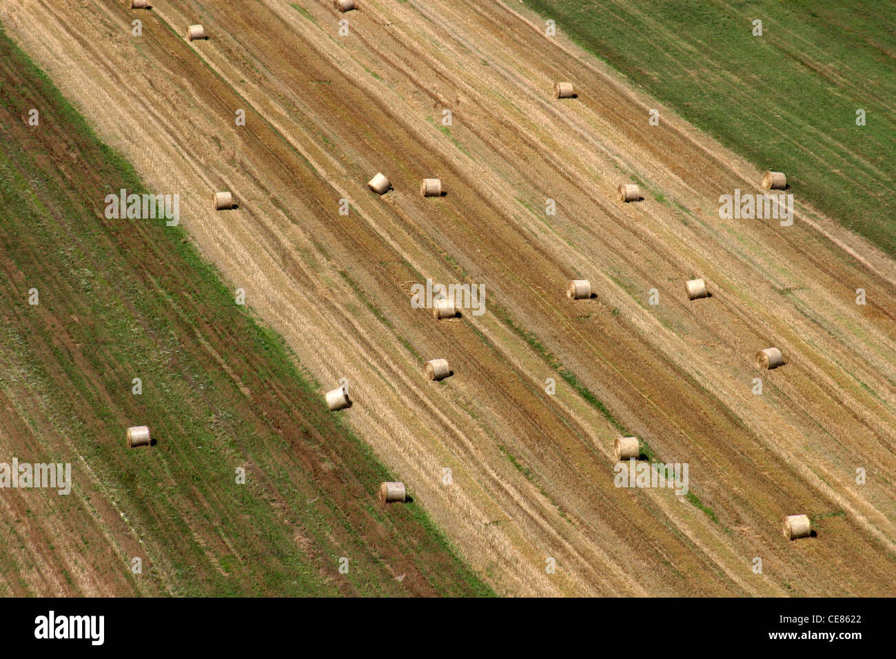 Aerial view of harvest fields in summertime Stock Photo - Alamy