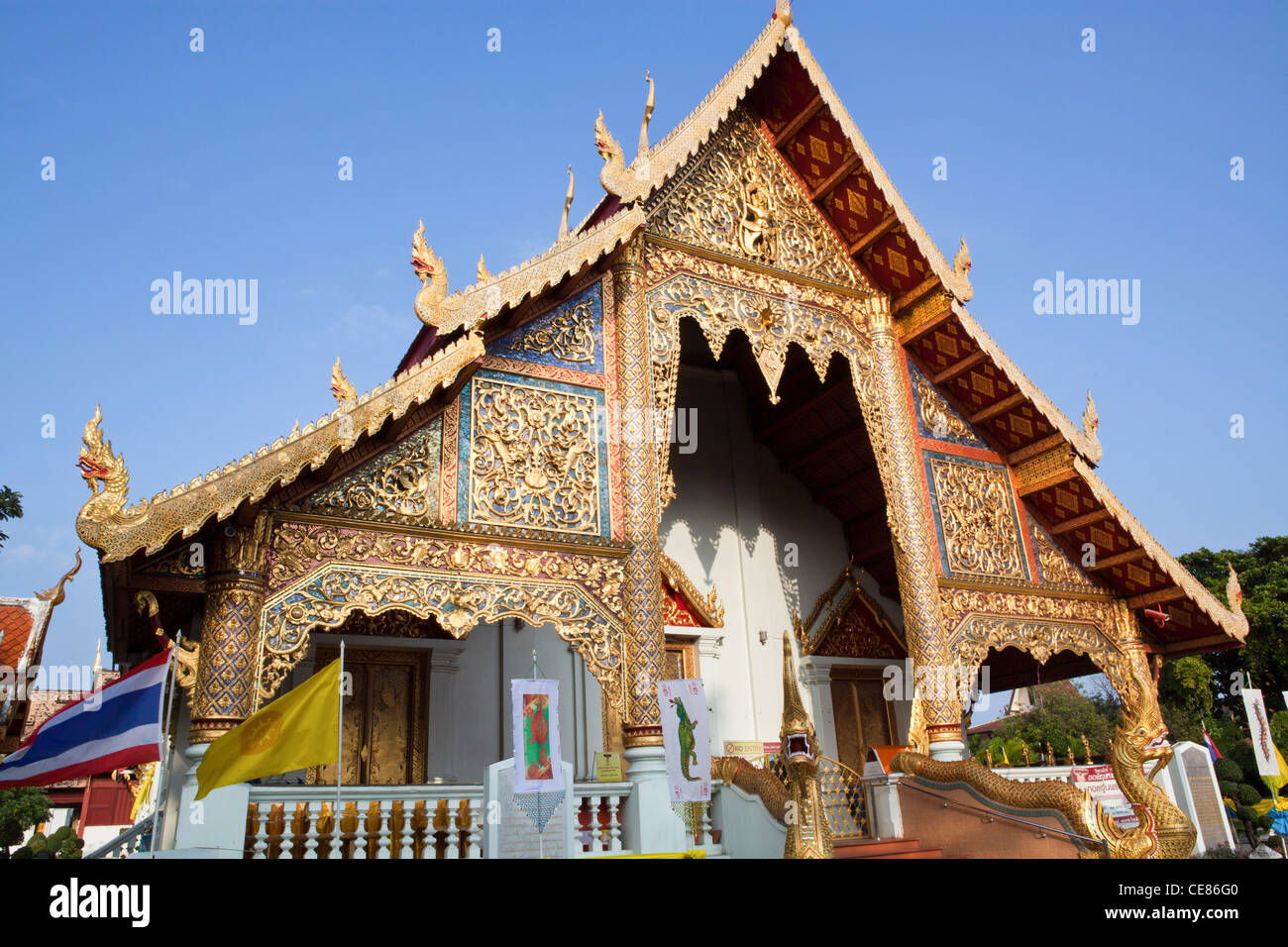 Wat Phra Singh Woramahaviharn is a Buddhist temple in Chiang Mai. Stock Photo